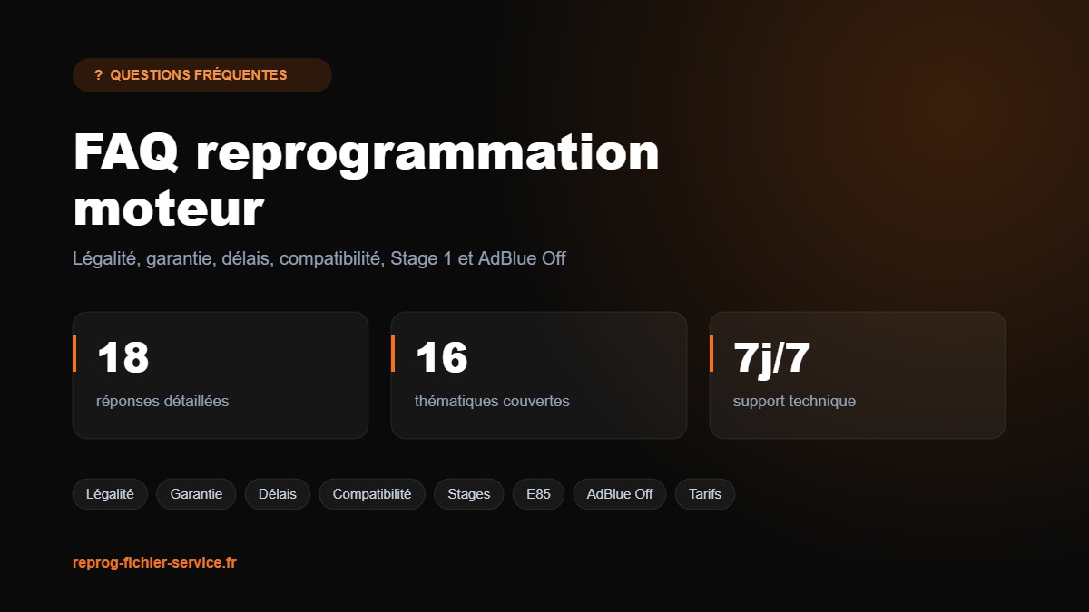 FAQ reprogrammation moteur : 18 réponses sur la légalité, la garantie, les délais et la compatibilité